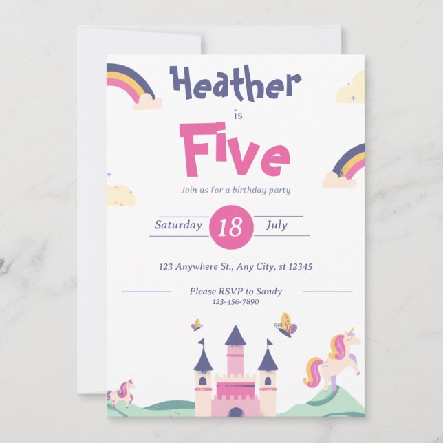 Invitation - Thème Princesse - Personnaliser Nom Â (Devant)