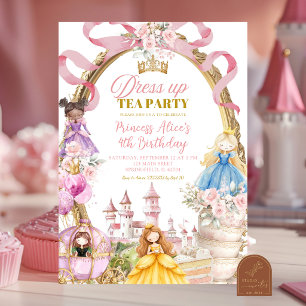 Invitation Thème Princesse Rose tenue de soirée pour une fête