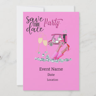 Invitation Thème rose panier de golf pour tournoi féminin