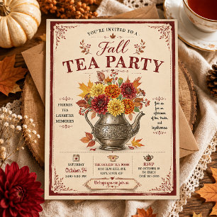 Invitation Thème rustique vintage automne fête du thé