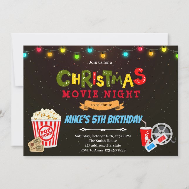 Invitation thème soirée de film de Noël (Devant)