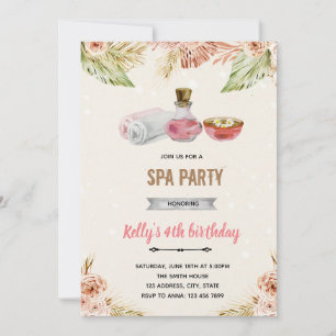 Invitation thème spa fleurs bohème