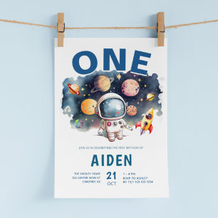 Invitation Thème spatial Galaxie Système solaire 1er Annivers