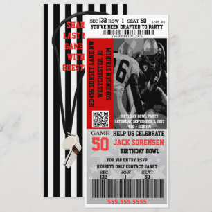 Invitation Thème sportif Football Billets Anniversaire