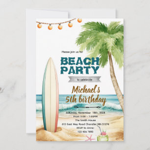 Invitation thème surf de plage