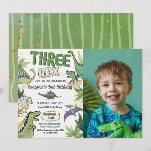 Invitation Thème Trois Dinosaures Rex