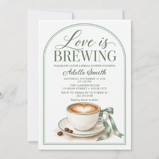 Invitation Thème Vert Sauge Amour en Ébullition pour Enterrem