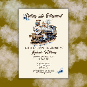 Invitation Thème Voyage à la Retraite Roulant dans le Train d