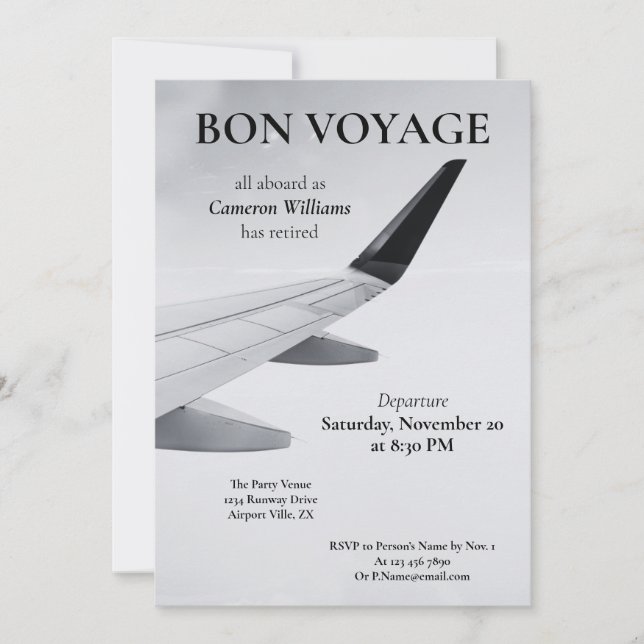 Invitation Thème Voyage Retraite Plan moderne Bon Voyage (Devant)