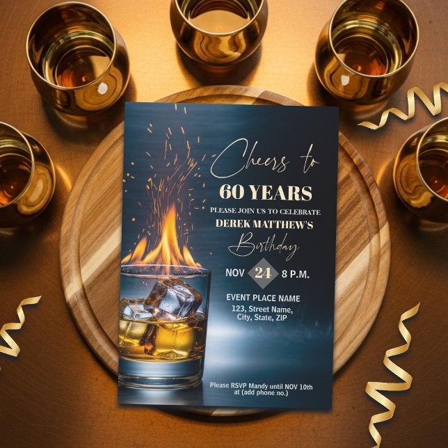 Invitation Thème Whisky Or pour les 60 ans d'un Homme (Créateur téléchargé)