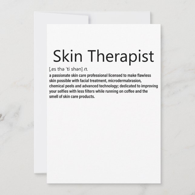 Invitation Thérapeute de la peau Définition Amateur de soins  (Devant)