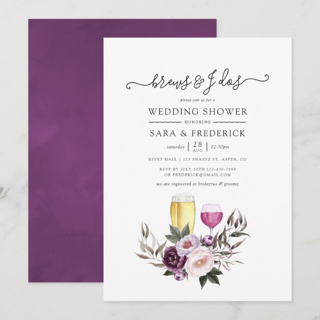 Invitation Thés floraux velours profonds avant le jour J (Devant / Derrière)