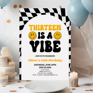 Invitation Thirteen Is A Vibe Retro First 13th Birthday Party