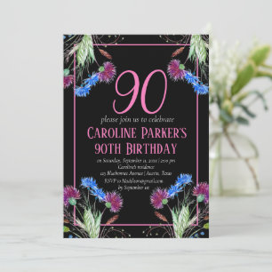 Invitation Thistle Scottish 90e anniversaire violet floral