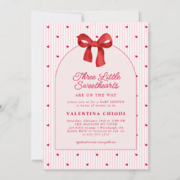 Invitation Three Little Sweethearts Valentine Baby Shower