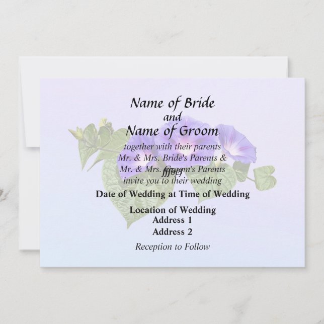 Invitation Three Purple Morning Glories (Devant)