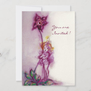 Invitation THUMBELINA 2, feutre crème violette rose