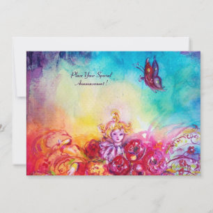 INVITATION THUMBELINA, PANIER À FLEURS ET BOUTEILLE