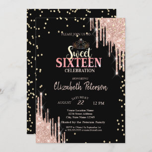 Invitation Tiara, Diamonds Parties scintillant Drips Sweet 16