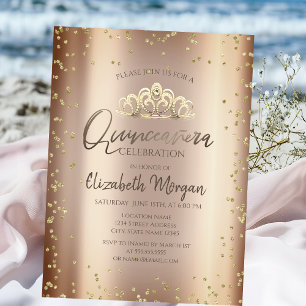 Invitation Tiara élégant et cool, diamants Quinceañera en cui