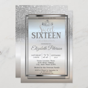 Invitation Tiara, Frame Argent Parties scintillant Bokeh Swee