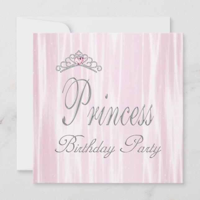 Invitation Tiara Girls Rose Blanc Princess Anniversaire (Devant)