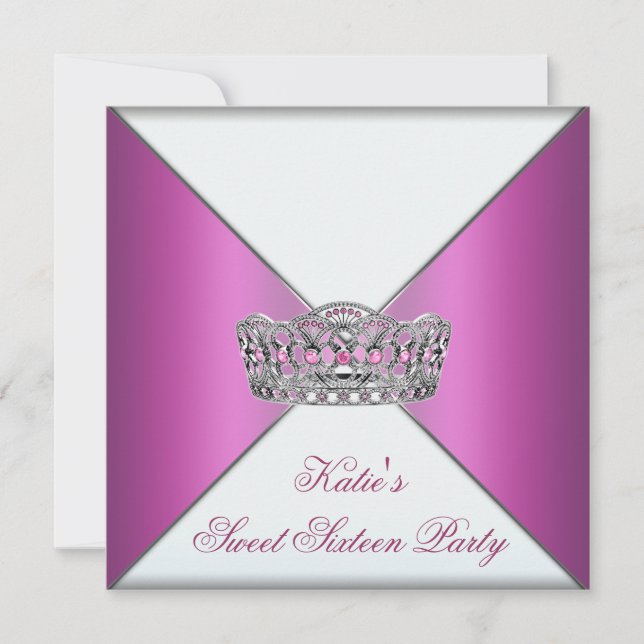 Invitation Tiara Hot rose Sweet sixteen (Devant)