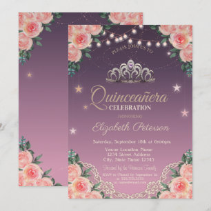 Invitation Tiara, Lumières à cordes, Dentelle, Quinceañera Ro