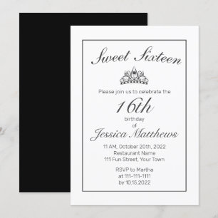 Invitation Tiara Moderne minimaliste blanc noir doux 16