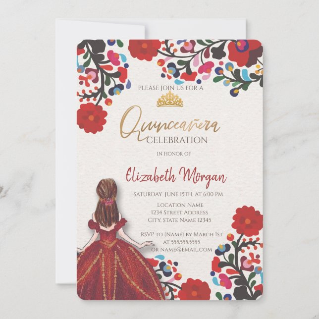 Invitation Tiara Quinceañera (Devant)