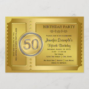 Invitation Ticket Anniversaire 50 ans Pure Gold