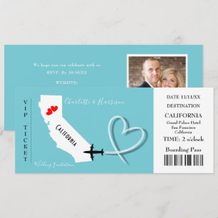 Invitation Ticket BoardingPass Mariage Destination Californie