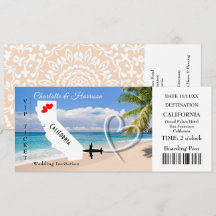 Ticket BoardingPass Mariage Destination Californie