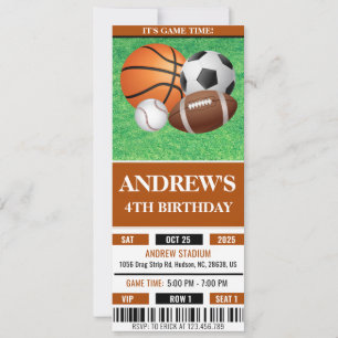 Invitation Ticket de sport toutes étoiles personnalisé Annive