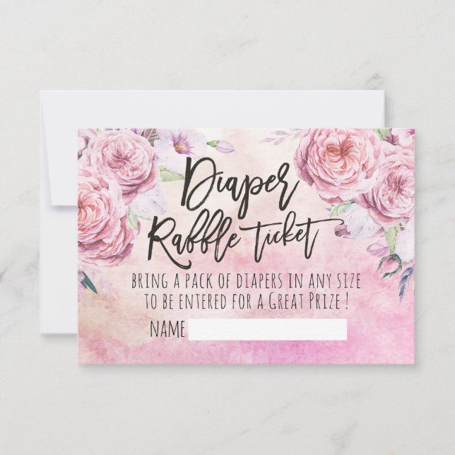 Invitation Ticket de tombola de couche pour Baby Shower Fleur (Devant)