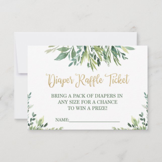 Invitation Ticket de tombola de couches Verdure- Feuilles ver (Devant)