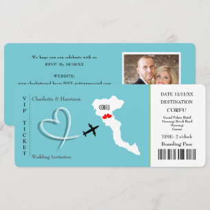 Invitation Ticket Pass Mariage Destination Corfou