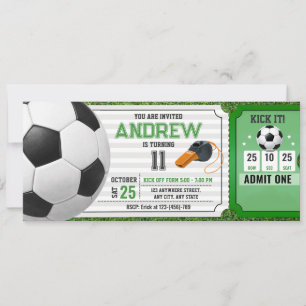 Invitation Ticket pour une fête d'anniversaire de football pe