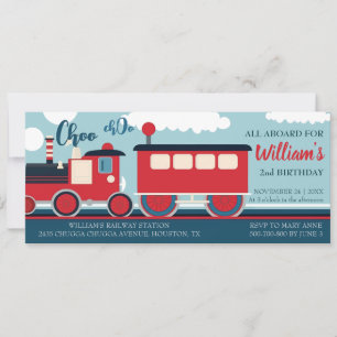 Invitation Ticket Train Boy Choo Choo Train sur mesure Annive