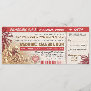 Invitation tickets d'embarquement mariage palms