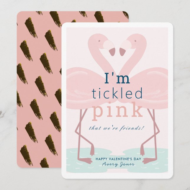 Invitation Tickled Pink Flamant rose Pink Valentine's Day Car (Devant / Derrière)