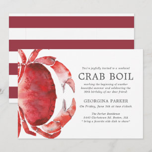 Invitation Tide rouge  Crab Boil Birday  Grèves rouges
