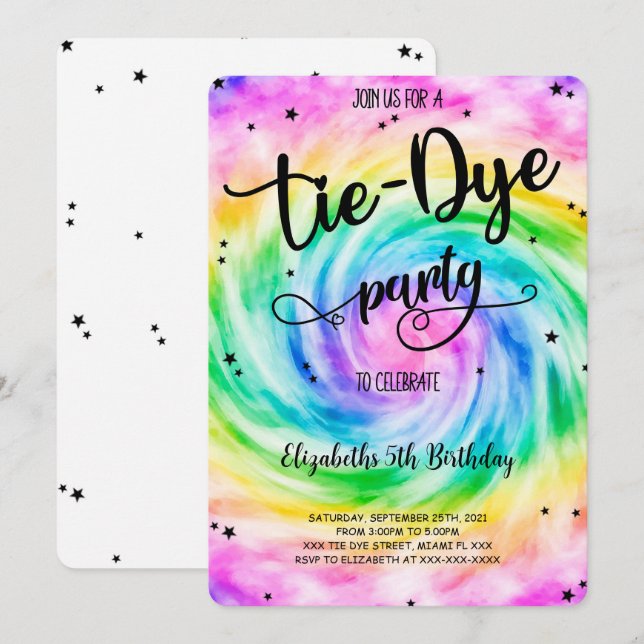 Invitation Tie Dye (Devant / Derrière)
