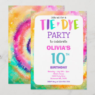 Invitation Tie Dye fête d'anniversaire Bright Tie Dye fête hi