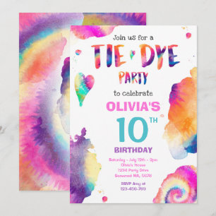 Invitation Tie Dye fête d'anniversaire Bright Tie Dye Hippy P