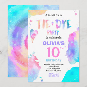 Invitation Tie Dye fête d'anniversaire Bright Tie Dye Hippy P