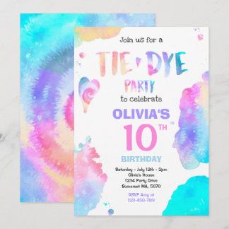 Invitation Tie Dye fête d'anniversaire Bright Tie Dye Hippy P