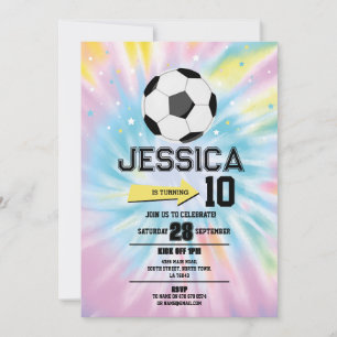 Invitation Tie Dye Football Football Fête Anniversaire Filles