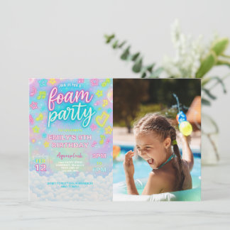 Invitation Tie Dye Neon Glow Foam Anniversaire Photo
