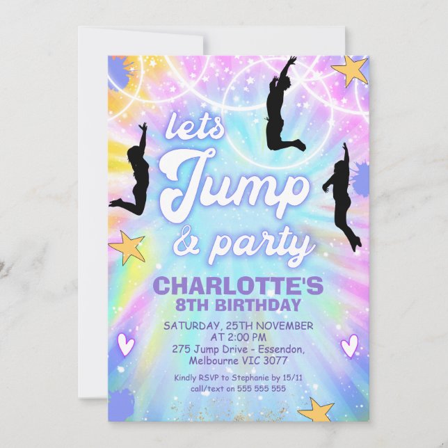 Invitation Tie Dye Retro Jump and Play Anniversaire Invitatio (Devant)